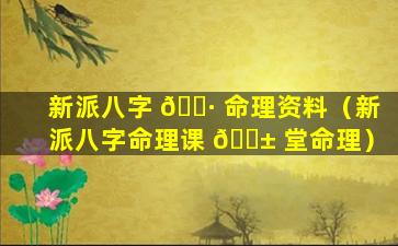 新派八字 🌷 命理资料（新派八字命理课 🐱 堂命理）